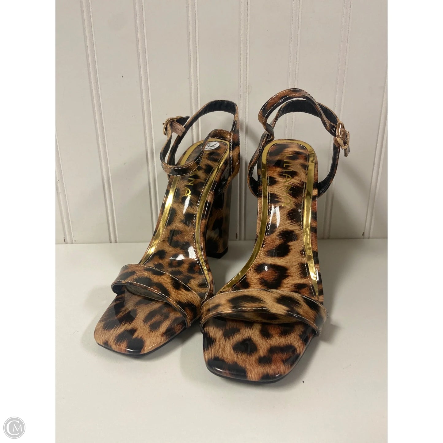 Sandals Heels Block By Liliana In Animal Print, Size: 7.5