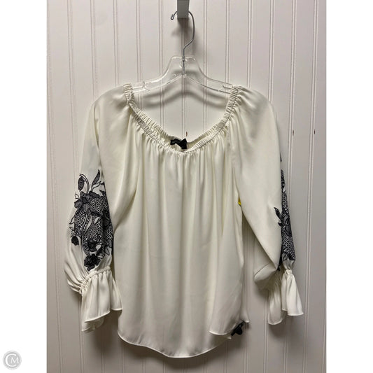 Top Long Sleeve By White House Black Market In Ivory, Size: S
