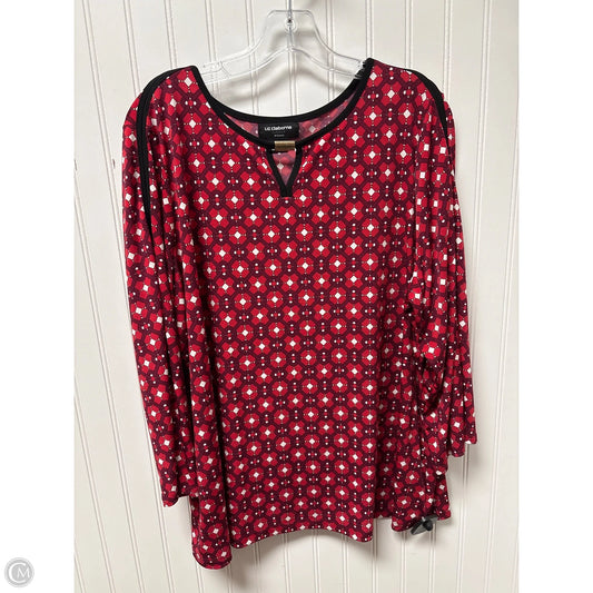 Top Long Sleeve By Liz Claiborne In Red, Size: 1x