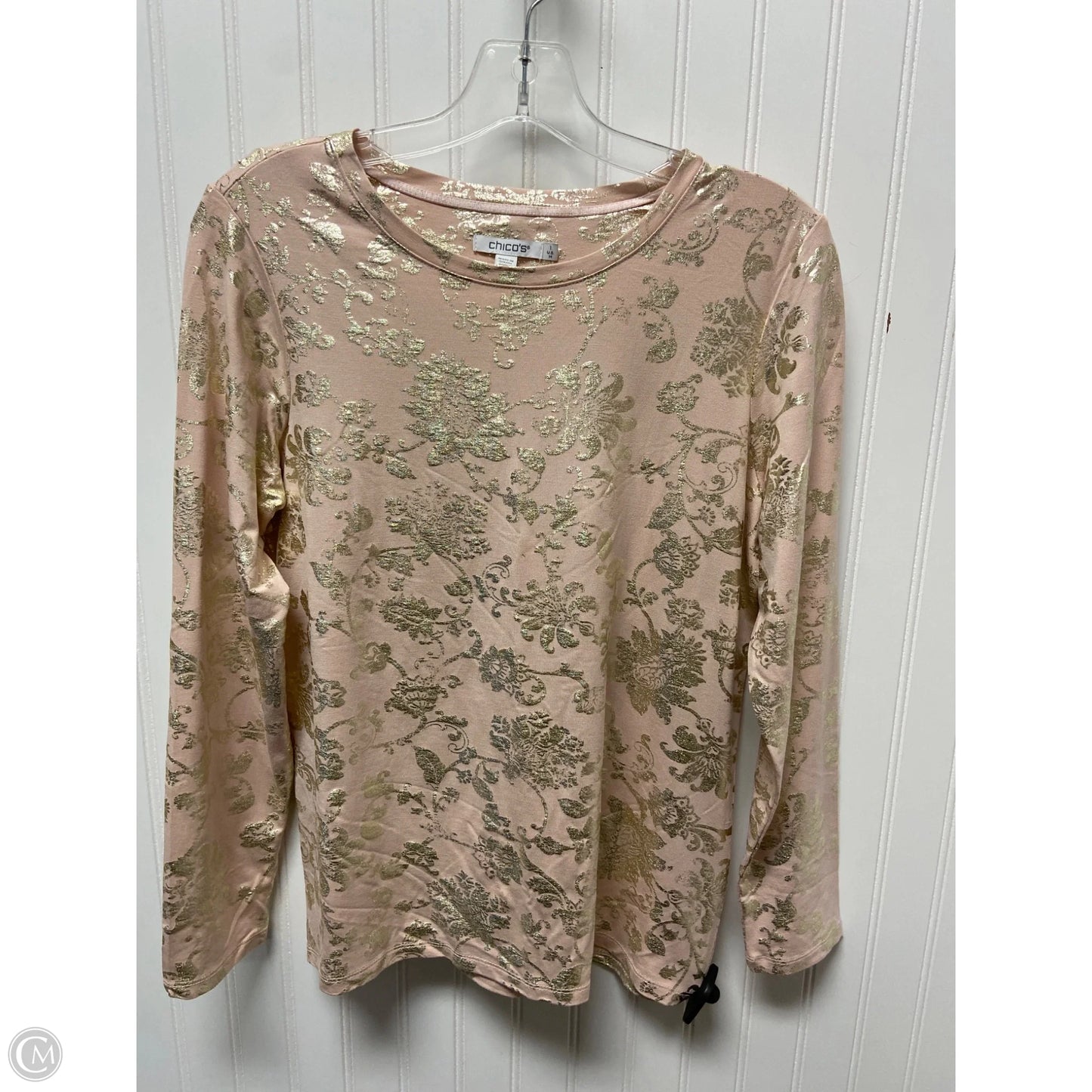 Top Long Sleeve By Chicos In Gold & Pink, Size: M