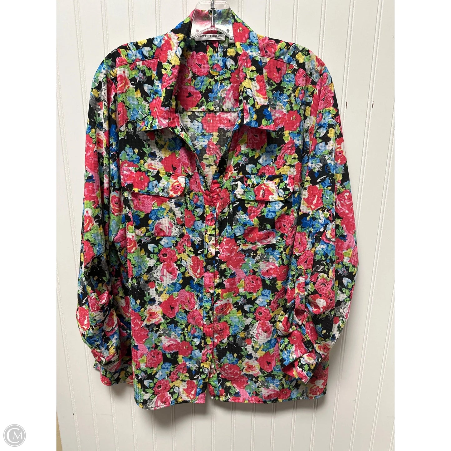 Top Long Sleeve By Notations In Multi-colored, Size: 3x