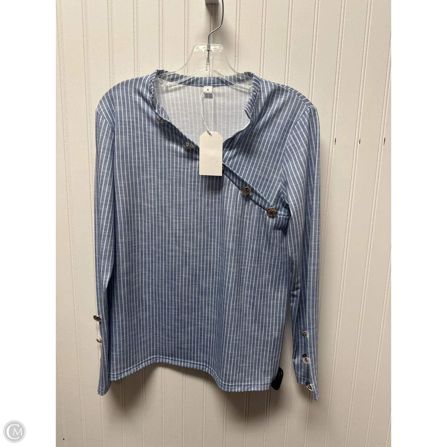 Top Long Sleeve By Clothes Mentor In Blue & White, Size: S