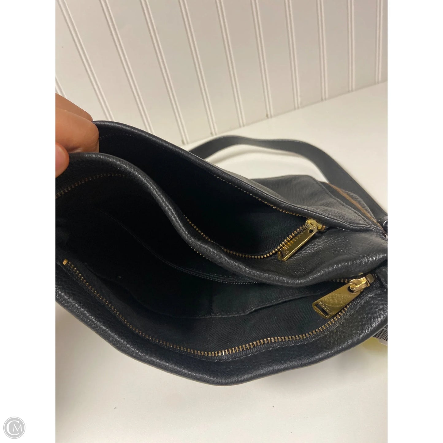 Handbag Leather By Fossil, Size: Medium