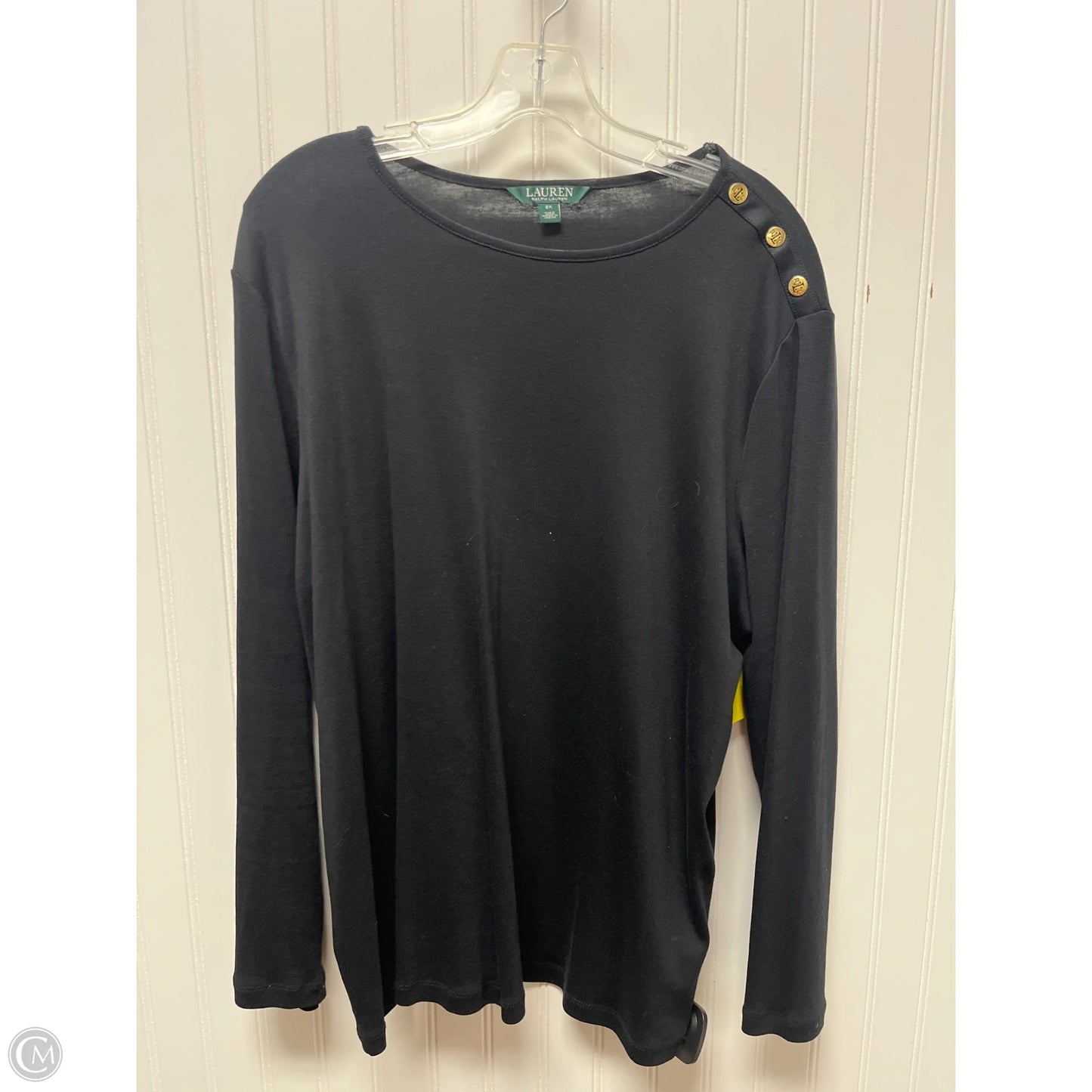 Top Long Sleeve Basic By Lauren By Ralph Lauren In Black, Size: 2x