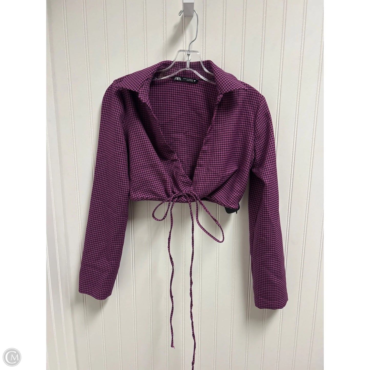 Top Long Sleeve By Zara In Black & Purple, Size: Xs