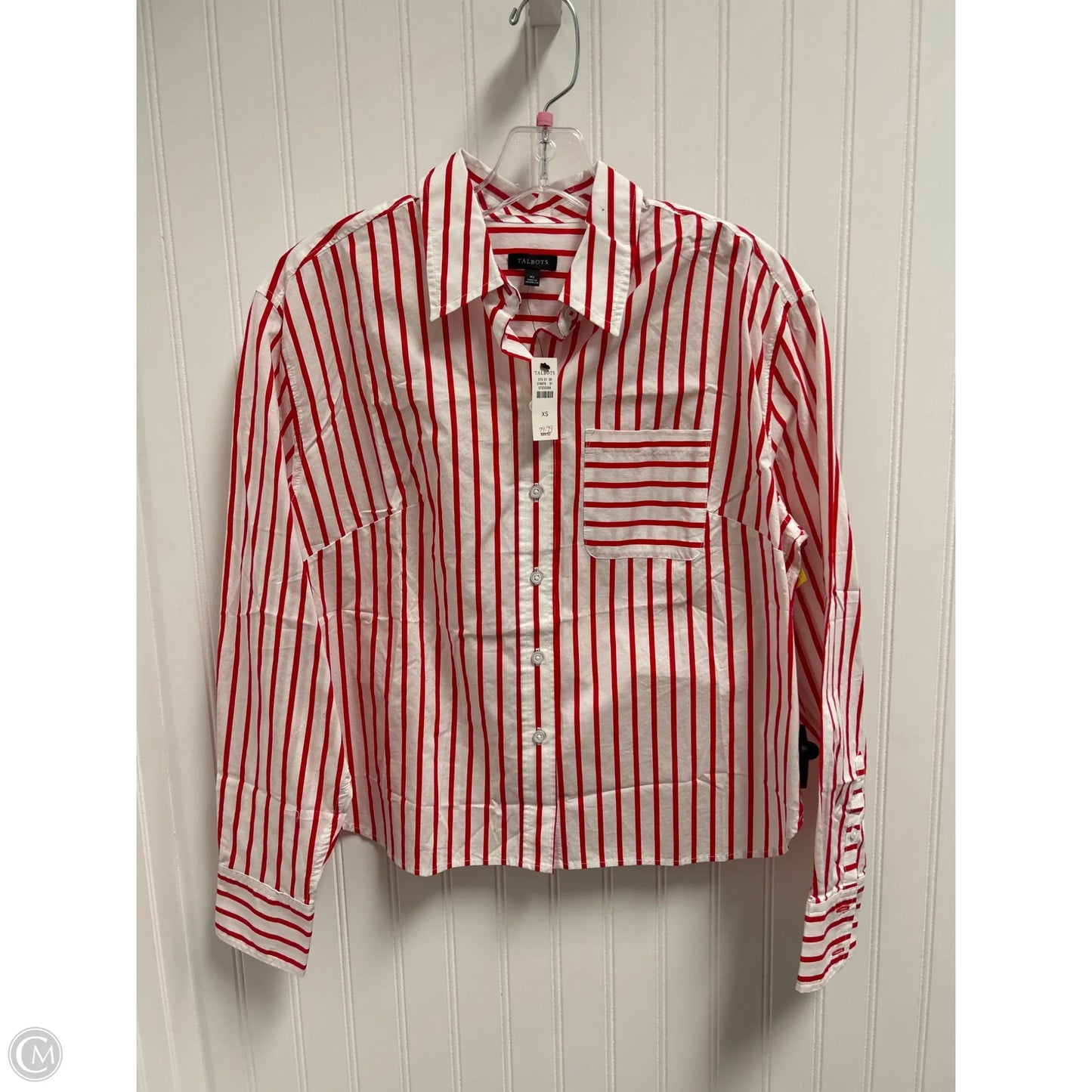 Top Long Sleeve By Talbots In Red & White, Size: Xs