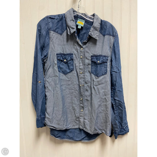 Top Long Sleeve By C And C In Blue Denim, Size: M