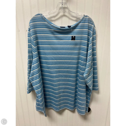 Top 3/4 Sleeve By West Bound In Blue & White, Size: 3x