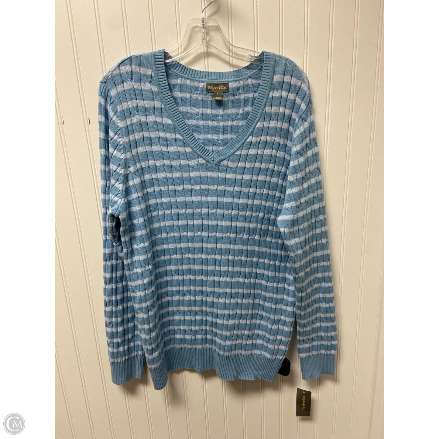 Sweater By Style And Company In Blue & White, Size: Xl