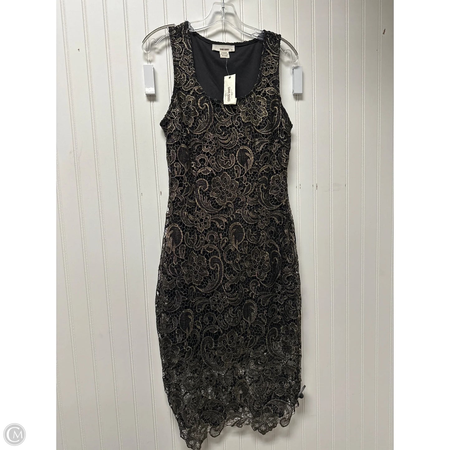 Dress Casual Short By Sans Souci In Black & Gold, Size: M