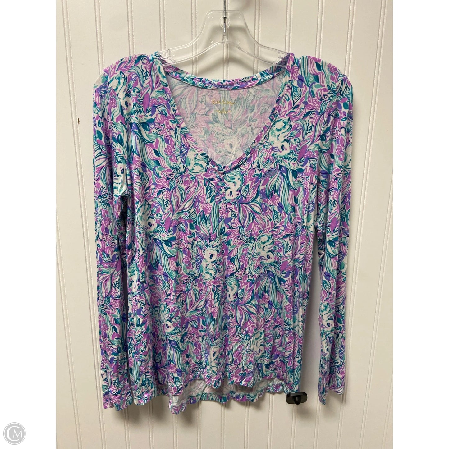 Top Long Sleeve Designer By Lilly Pulitzer In Blue & Purple, Size: S