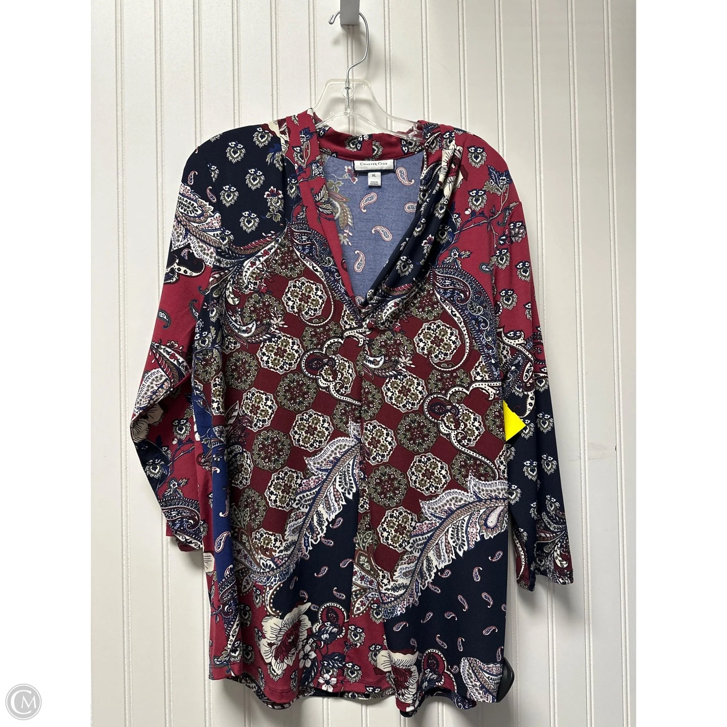 Top Long Sleeve By Charter Club In Blue & Red & White, Size: Xl