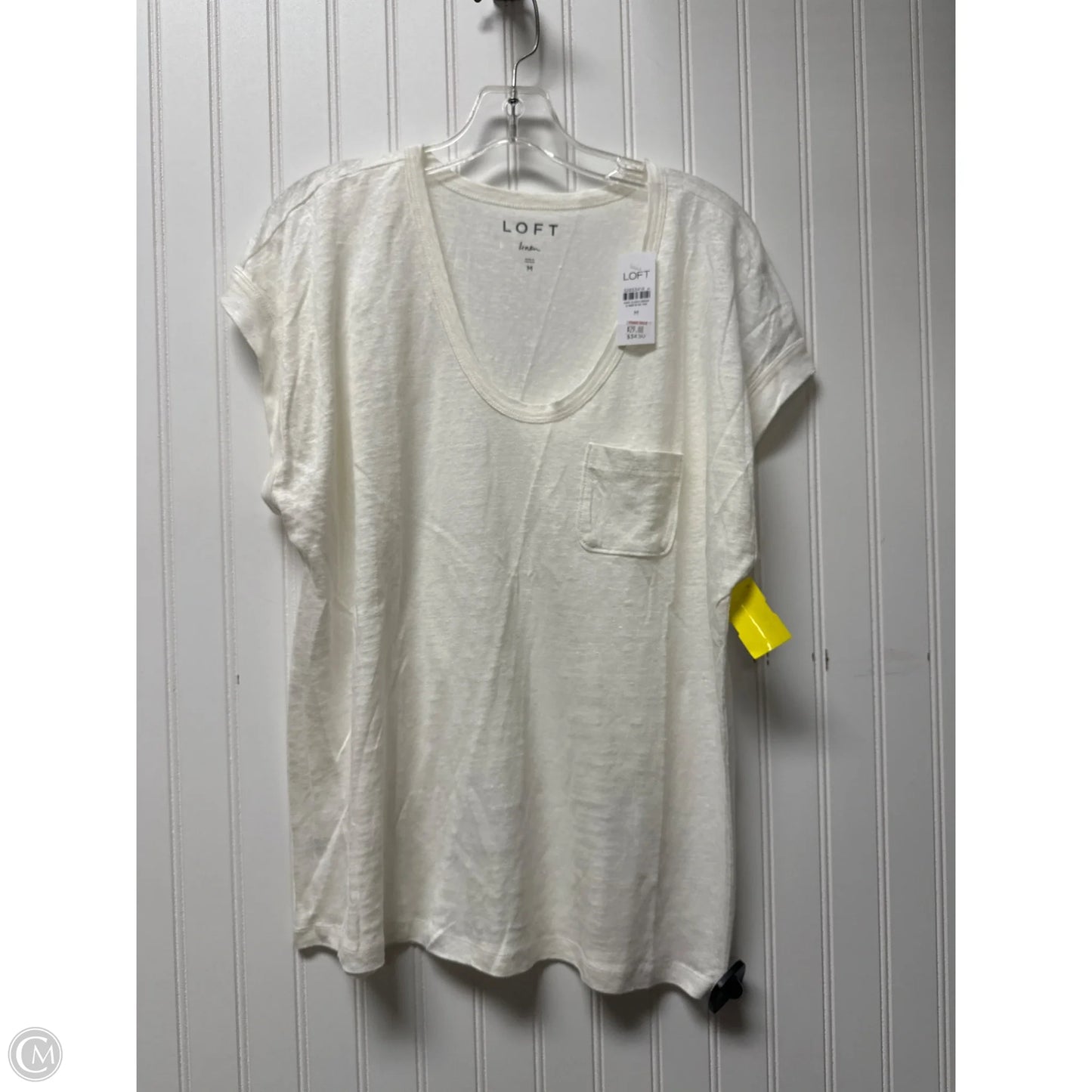 Top Short Sleeve By Loft In Cream, Size: M