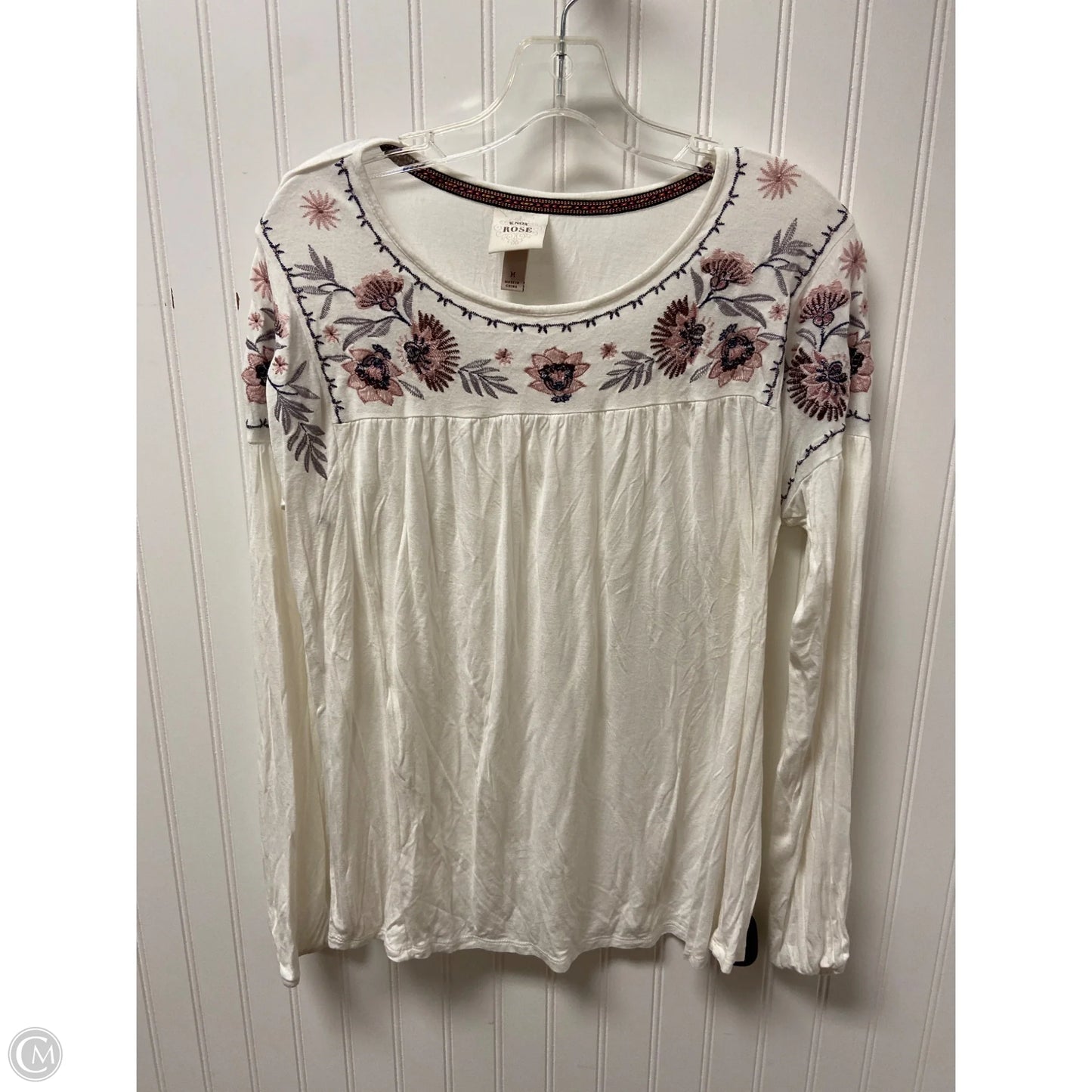 Top Long Sleeve By Knox Rose In White, Size: M