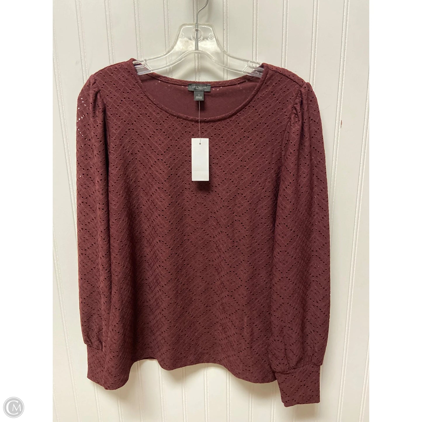 Top Long Sleeve By Ann Taylor In Maroon, Size: S
