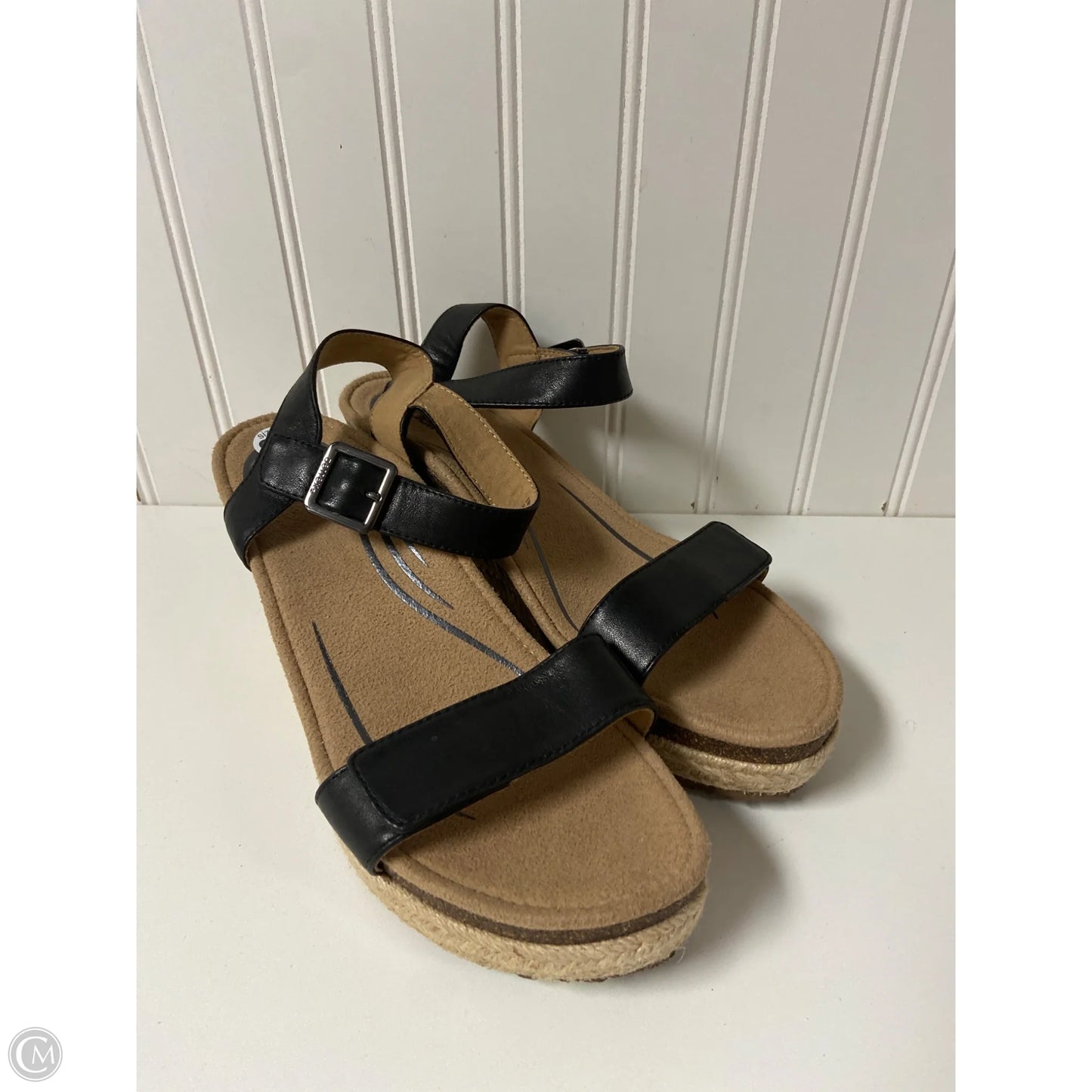 Sandals Heels Wedge By Aetrex In Black, Size: 9.5