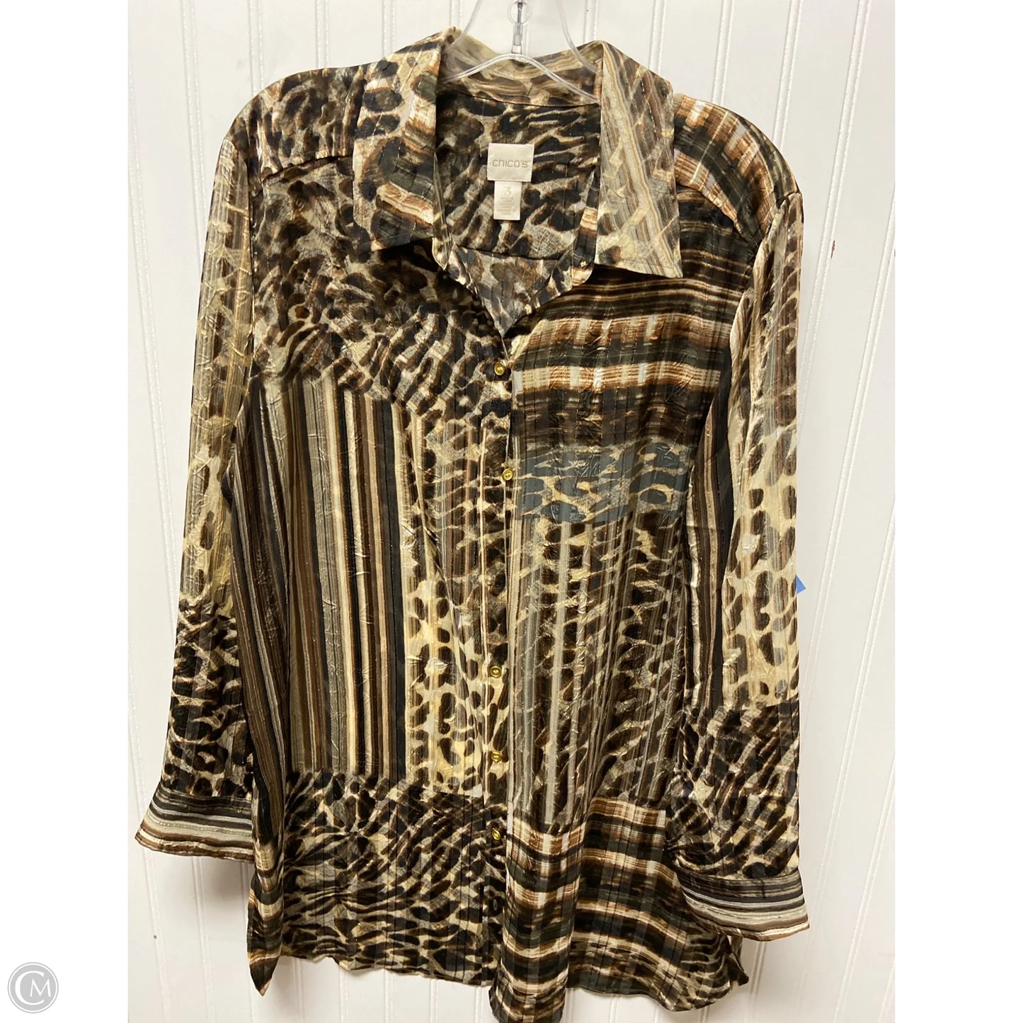 Top Long Sleeve By Chicos In Animal Print, Size: Xl