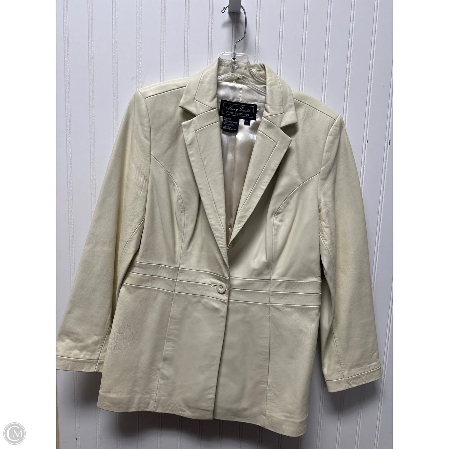 Jacket Leather By Clothes Mentor In Cream, Size: M
