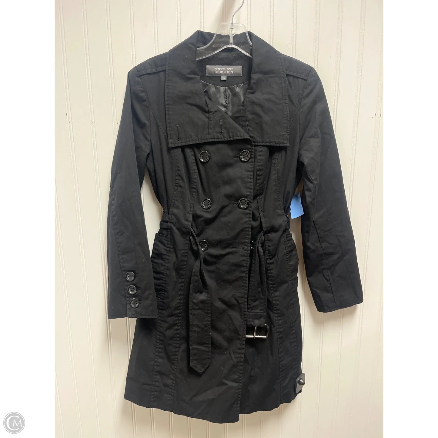 Coat Trench Coat By Kenneth Cole Reaction In Black, Size: Xs