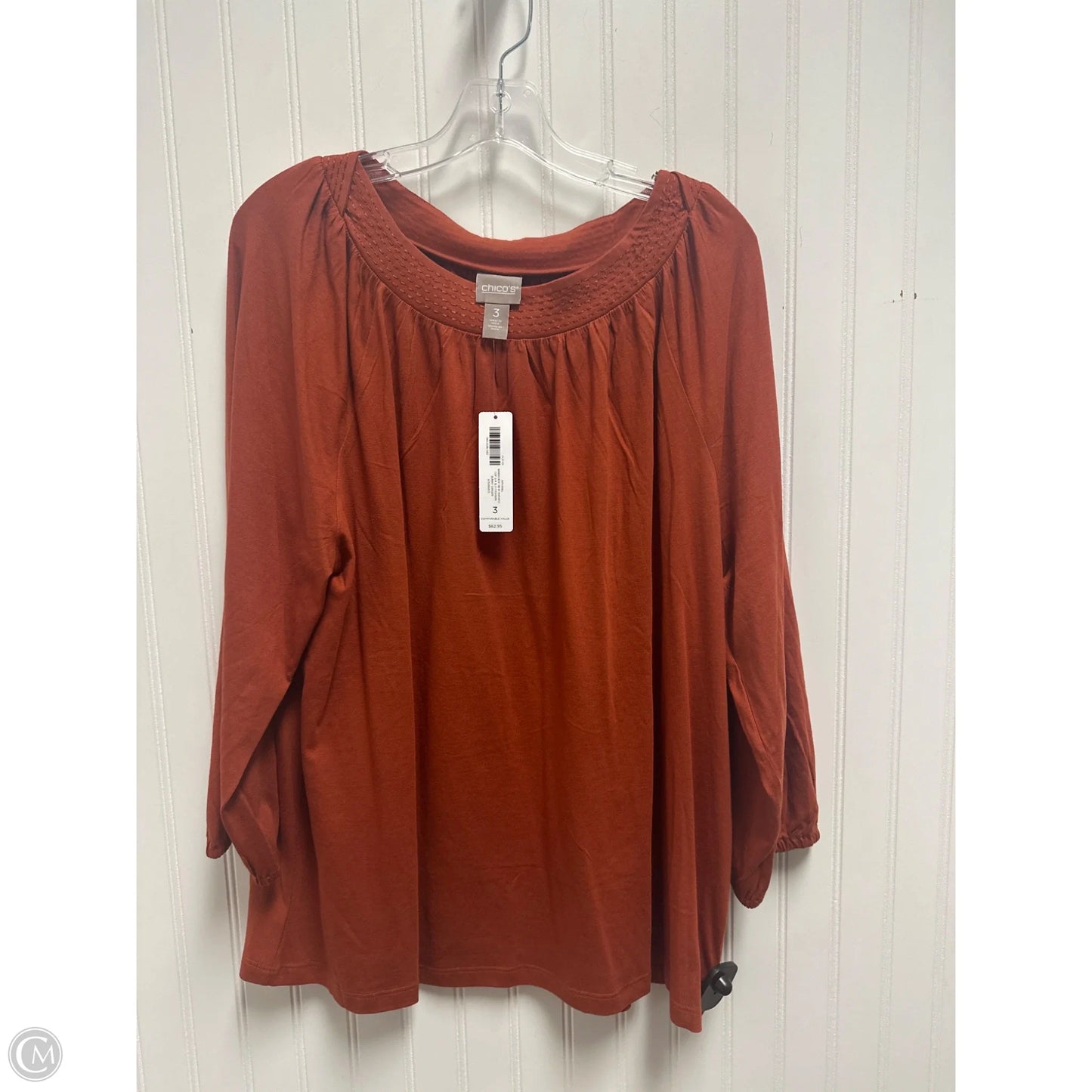 Top 3/4 Sleeve By Chicos In Orange, Size: Xl