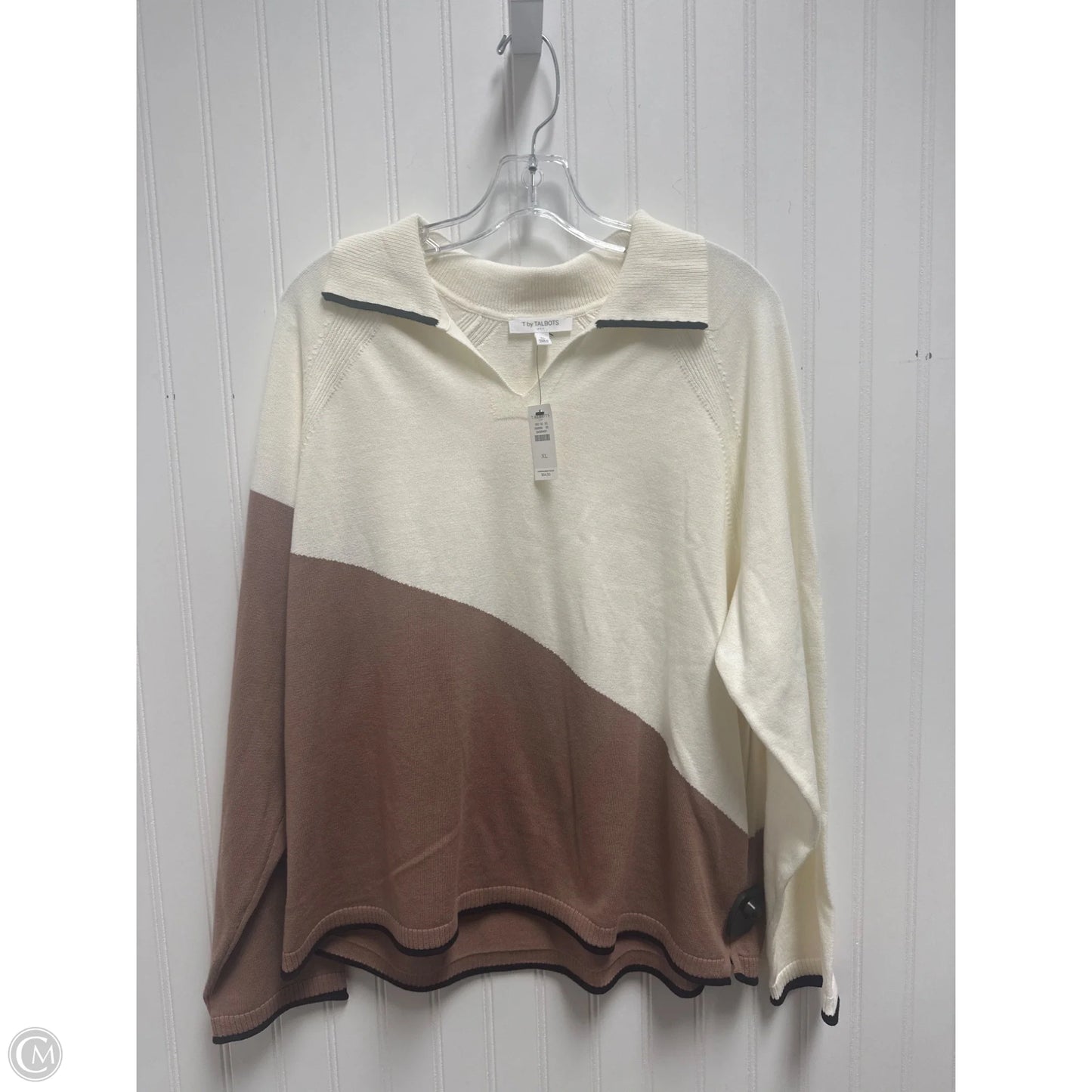 Sweater By Talbots In Brown & Cream, Size: Xl