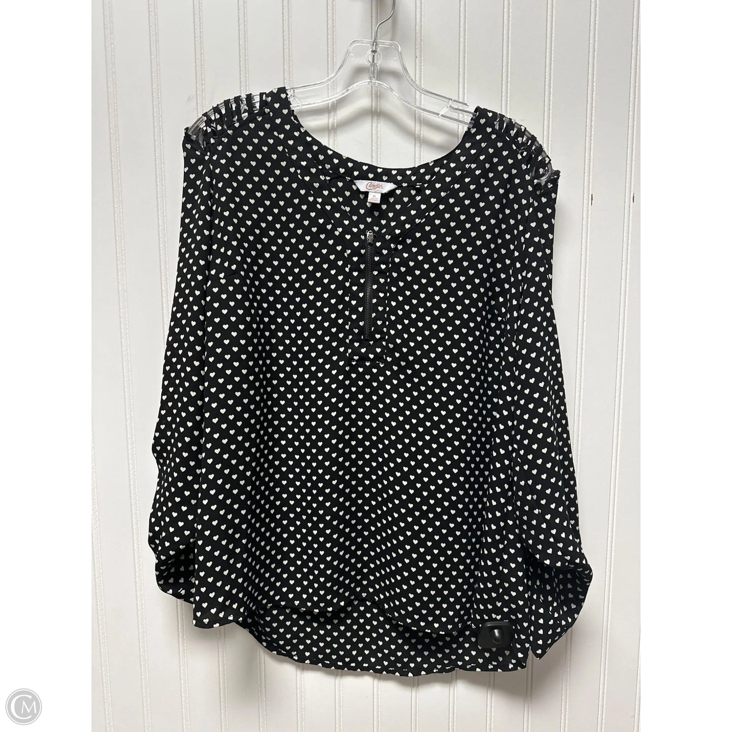 Top 3/4 Sleeve By Candies In Black & Cream, Size: Xl