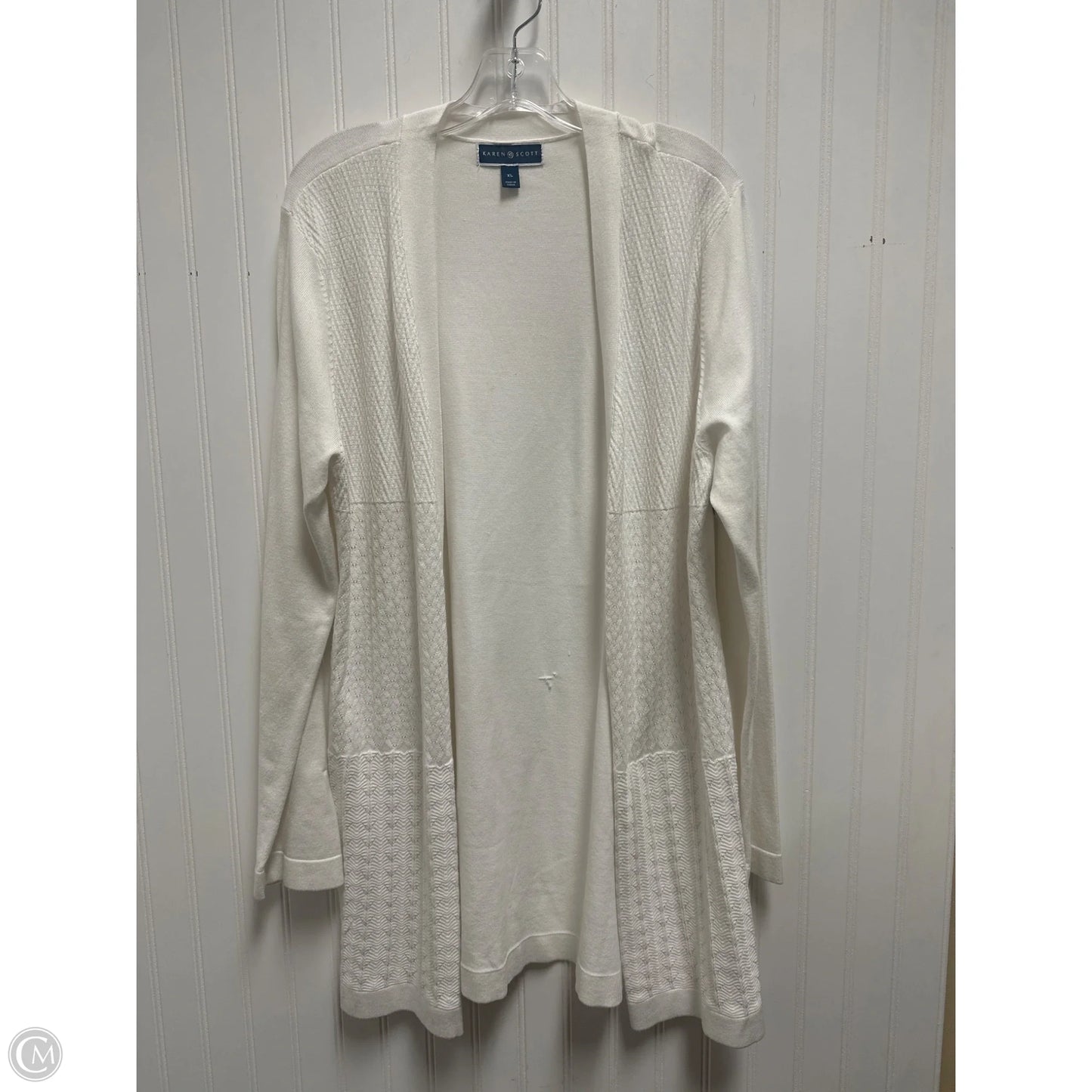 Sweater Cardigan By Karen Scott In White, Size: Xl