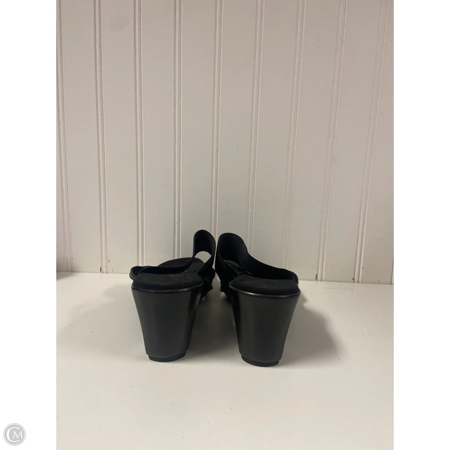 Sandals Heels Wedge By Italian Shoemakers In Black, Size: 6.5