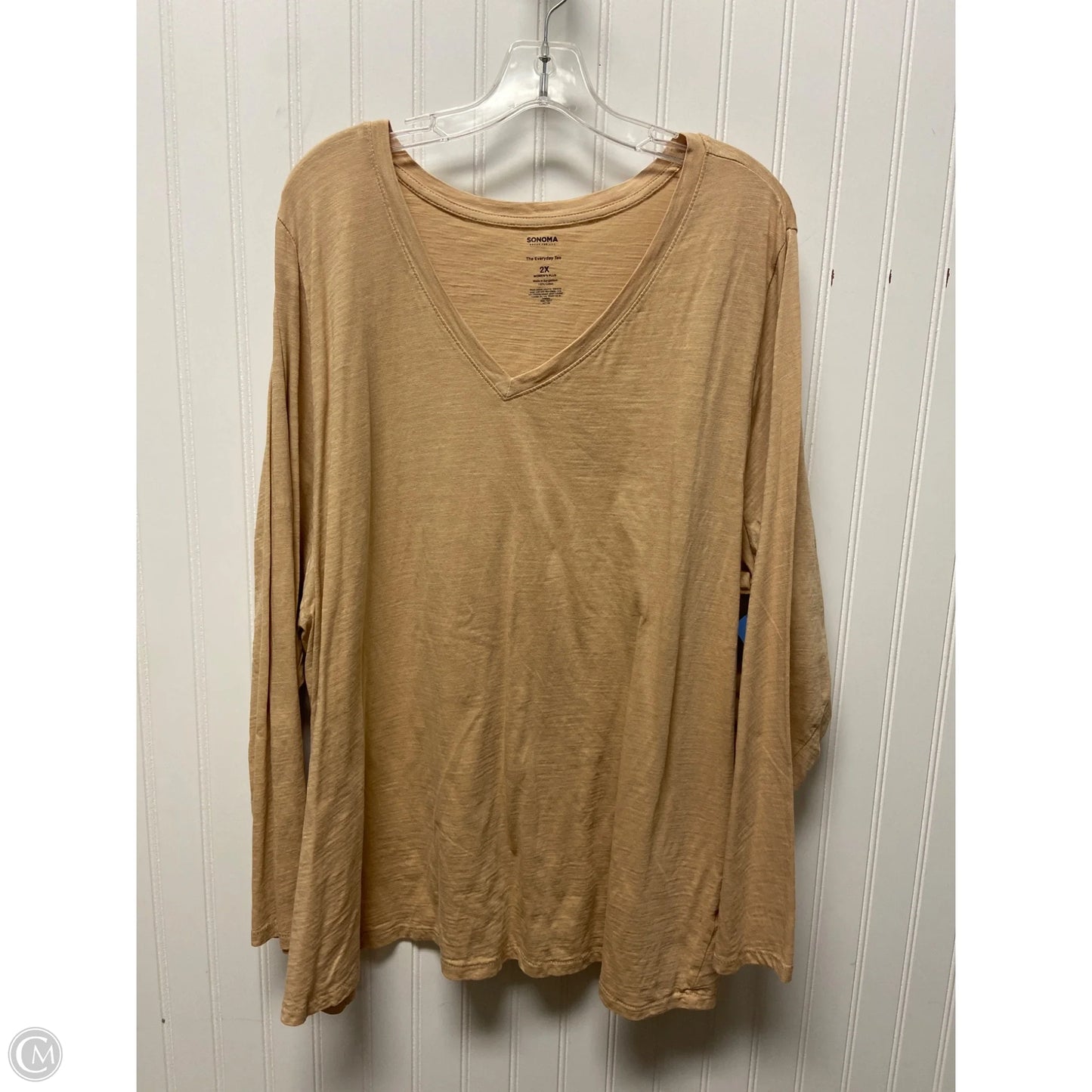 Top Long Sleeve Basic By Sonoma In Beige, Size: 2x