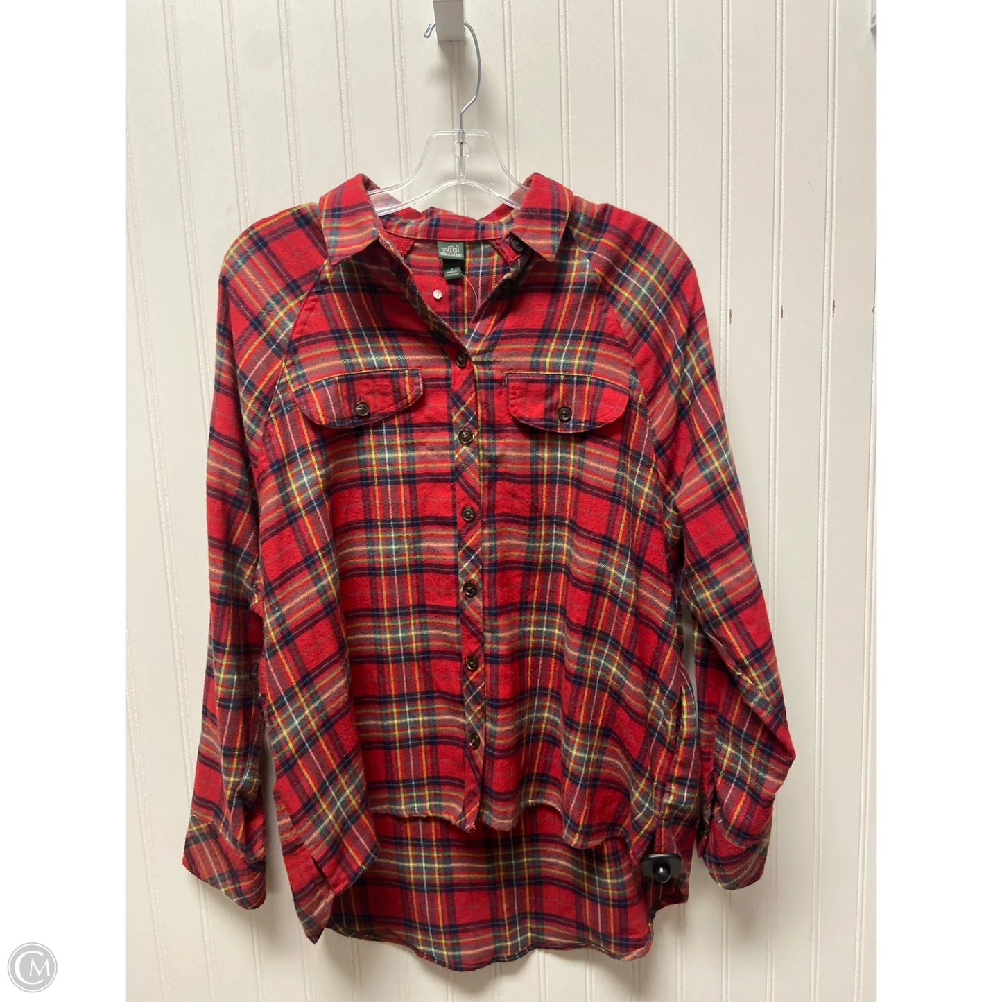 Top Long Sleeve By Wild Fable In Plaid Pattern, Size: S