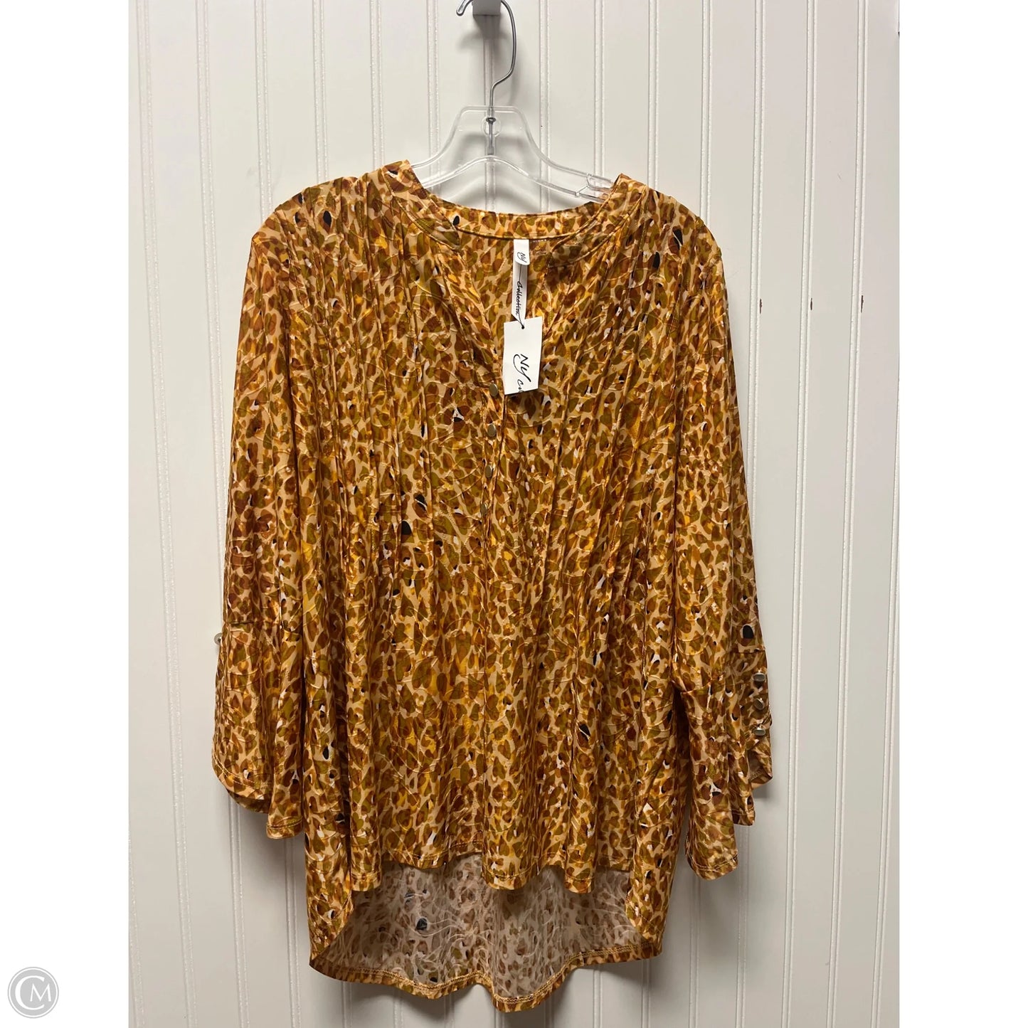 Top Long Sleeve By Ny Collection In Tan, Size: Xl