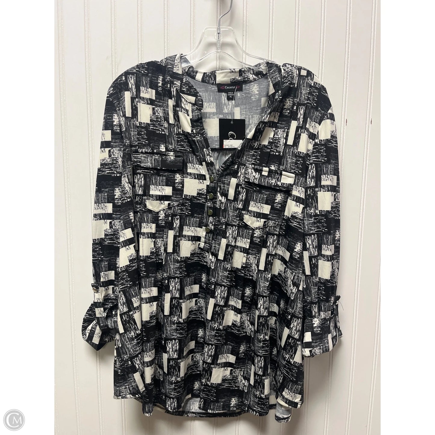 Top Long Sleeve By Cocomo In Black & White, Size: Xl