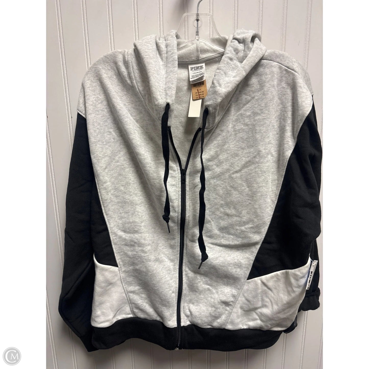 Sweatshirt Hoodie By Pink In Grey, Size: L