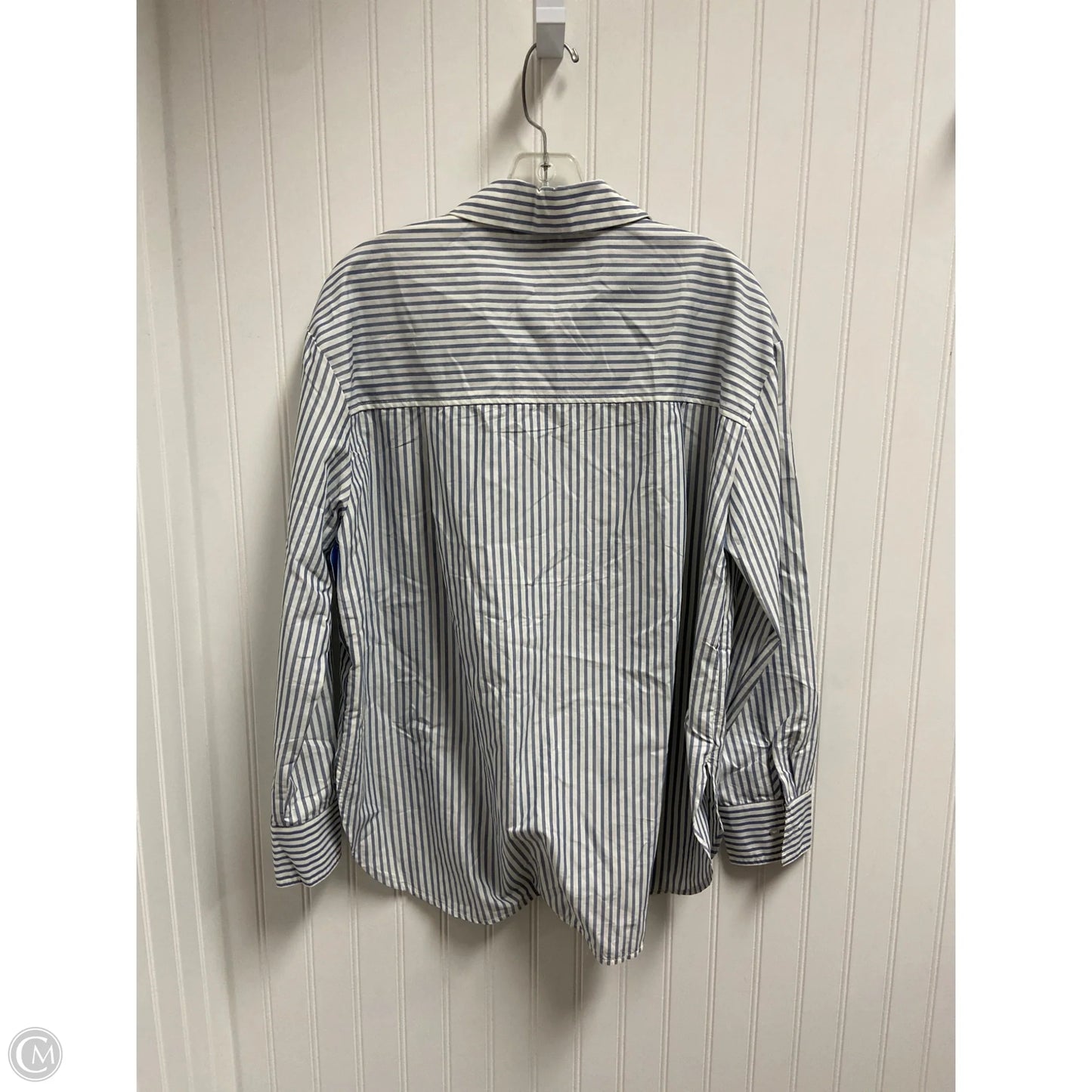 Top Long Sleeve By Modern Works In Blue & White, Size: S