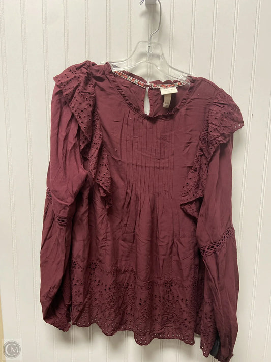 Top Long Sleeve By Knox Rose In Red, Size: 1x