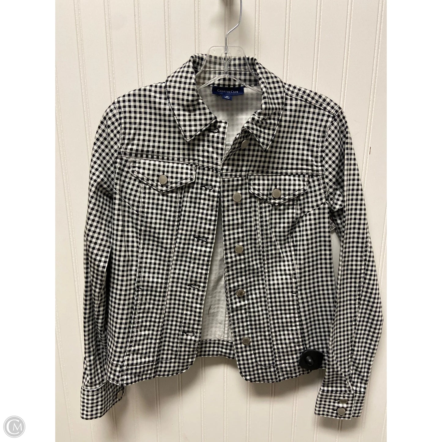 Jacket Denim By Charter Club In Black & White, Size: Xs