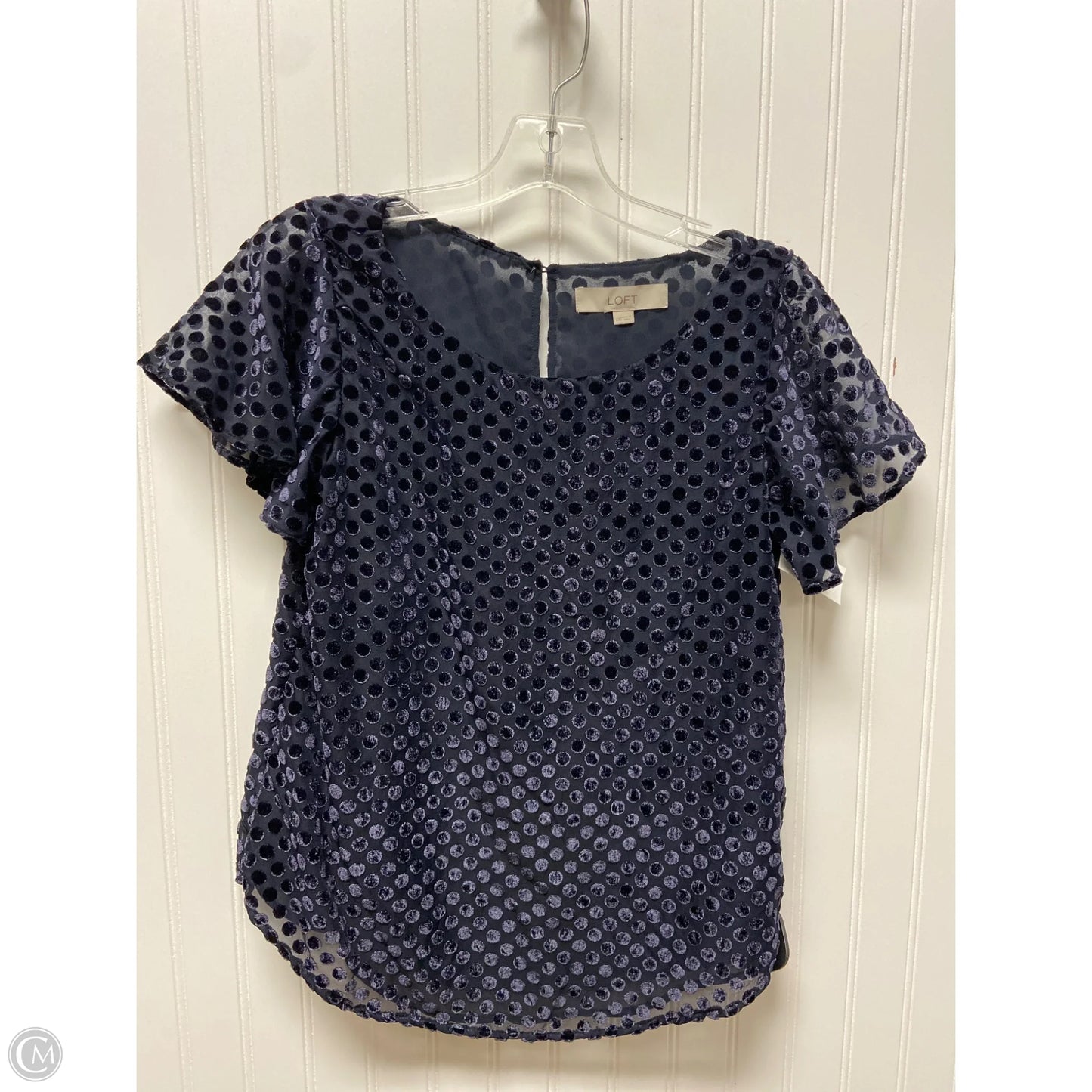 Top Short Sleeve By Loft In Navy, Size: Xxsp