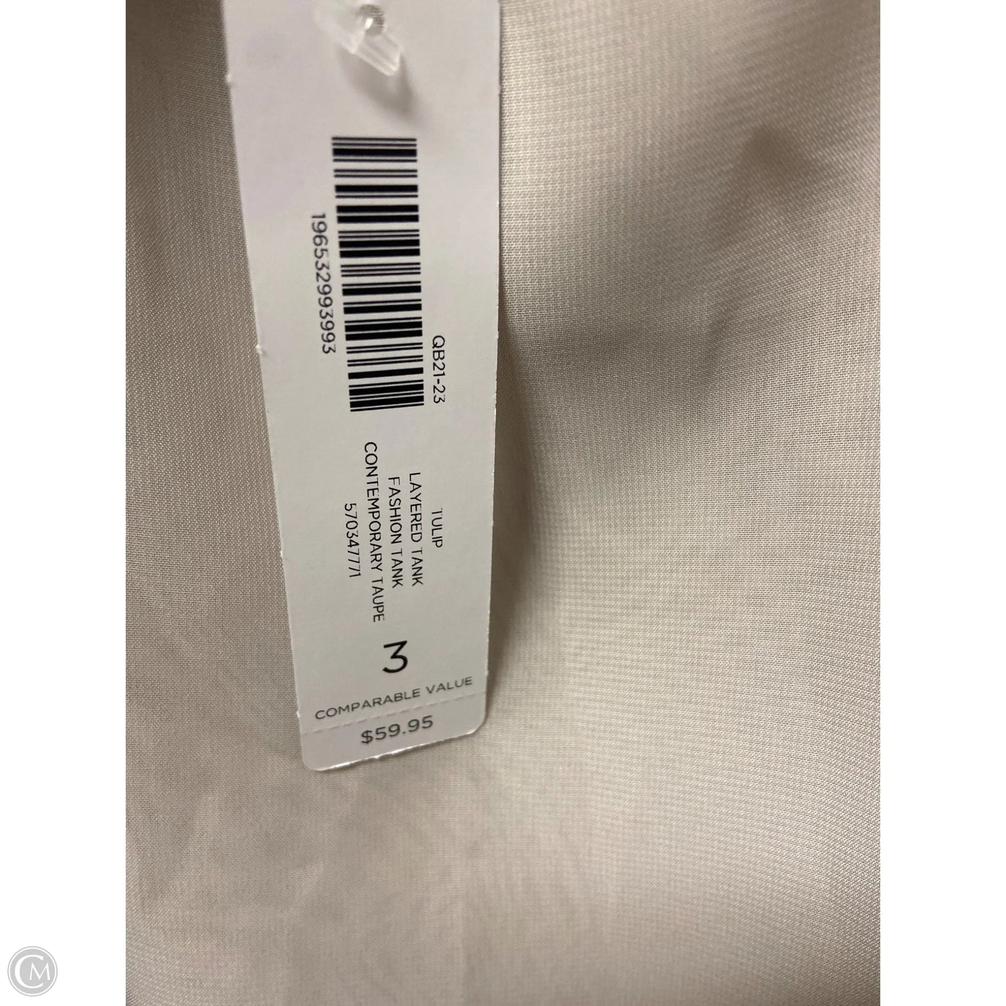 Top Sleeveless By Chicos In Taupe, Size: Xl