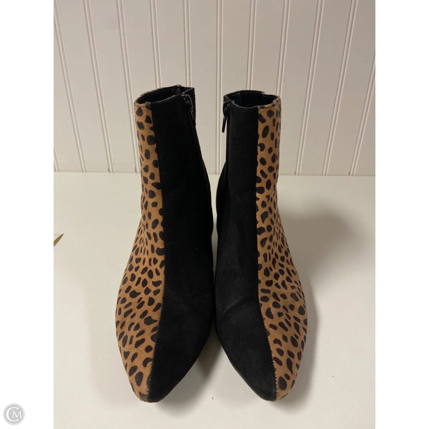 Boots Ankle Heels By Bamboo In Animal Print, Size: 6.5
