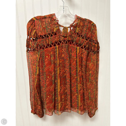 Top Long Sleeve By Let Me Be In Red & Yellow, Size: M