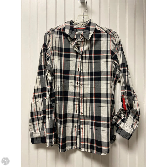 Top Long Sleeve By Foxcroft In Plaid Pattern, Size: S