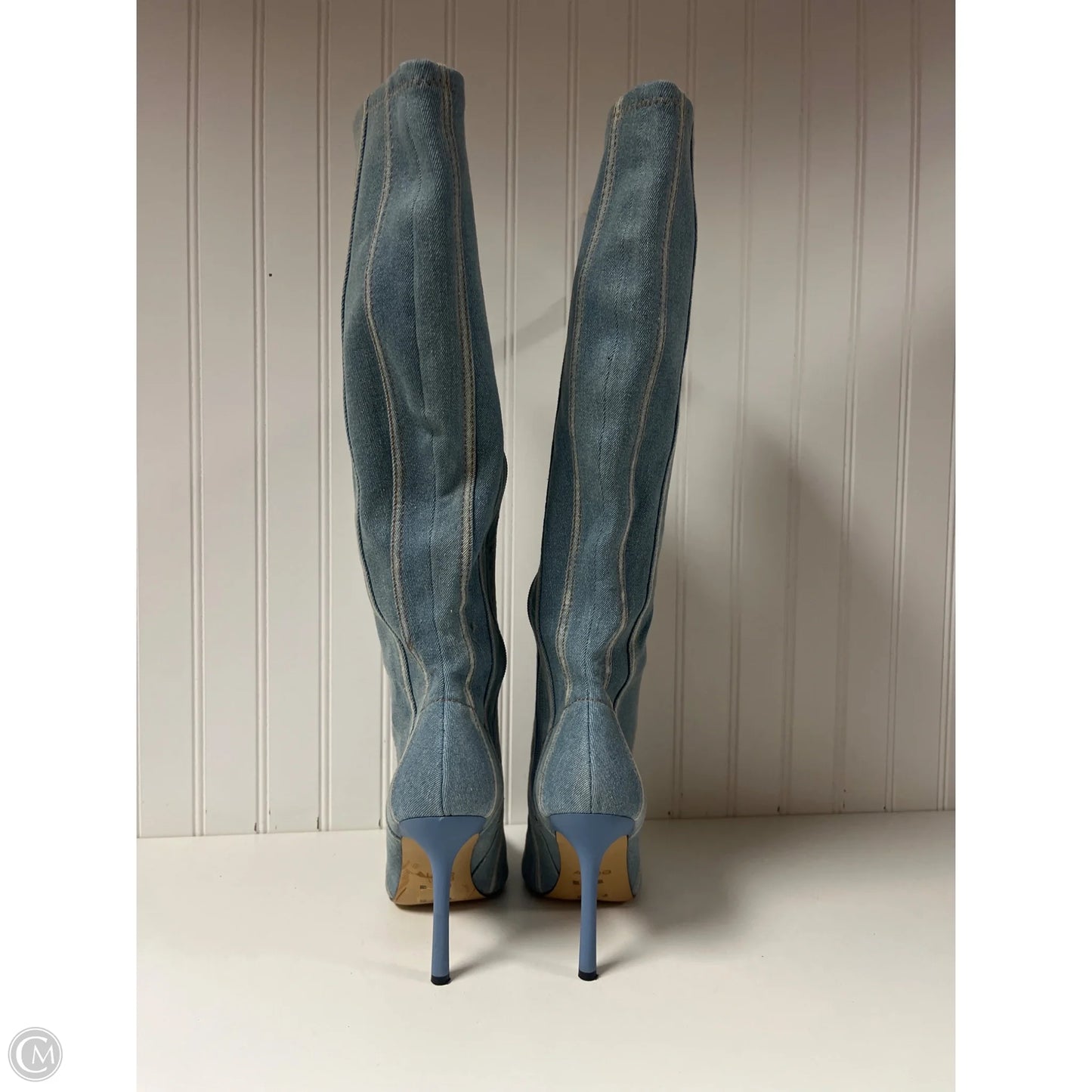 Boots Mid-calf Heels By Aldo In Blue Denim, Size: 9