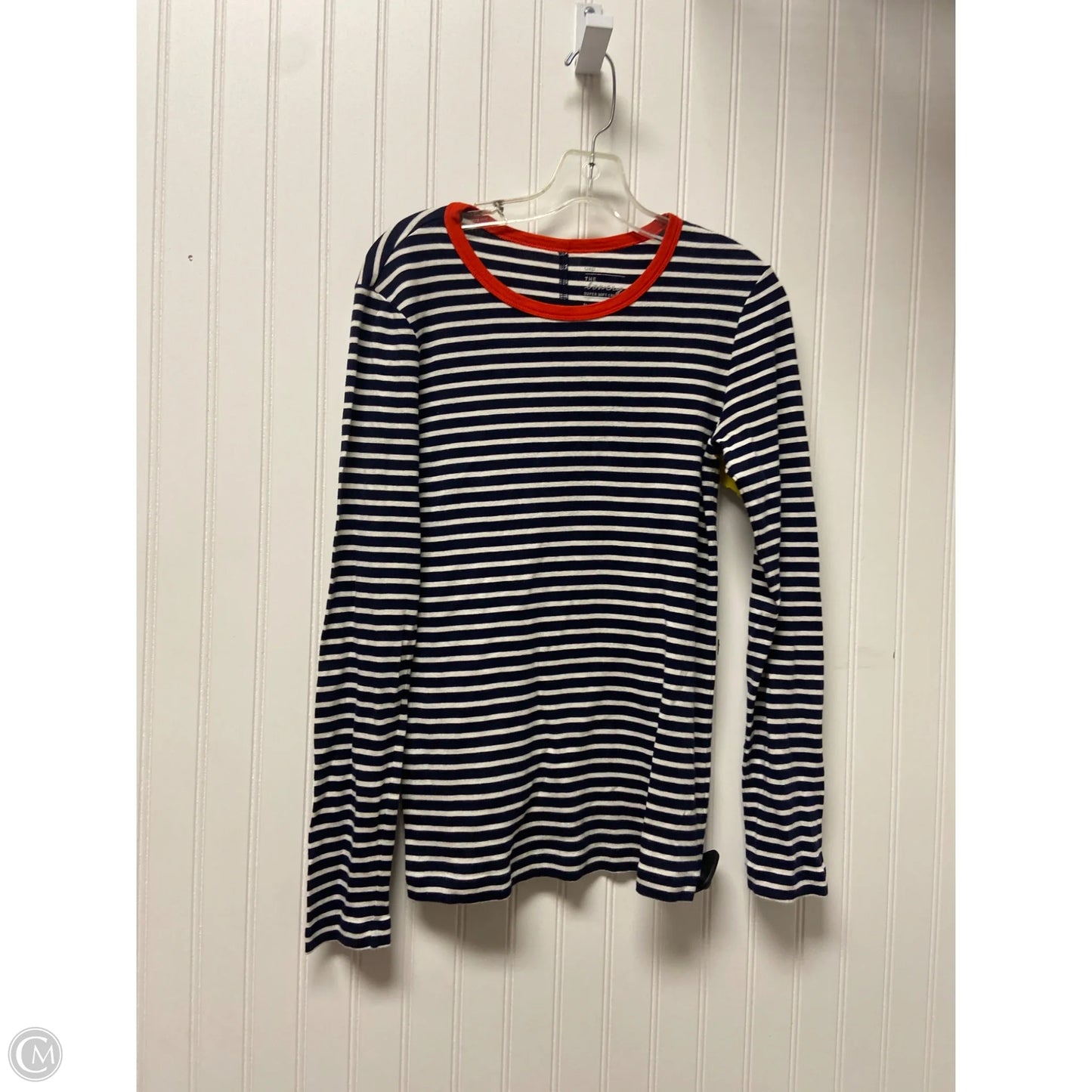 Top Long Sleeve Basic By Gap In Blue & White, Size: M