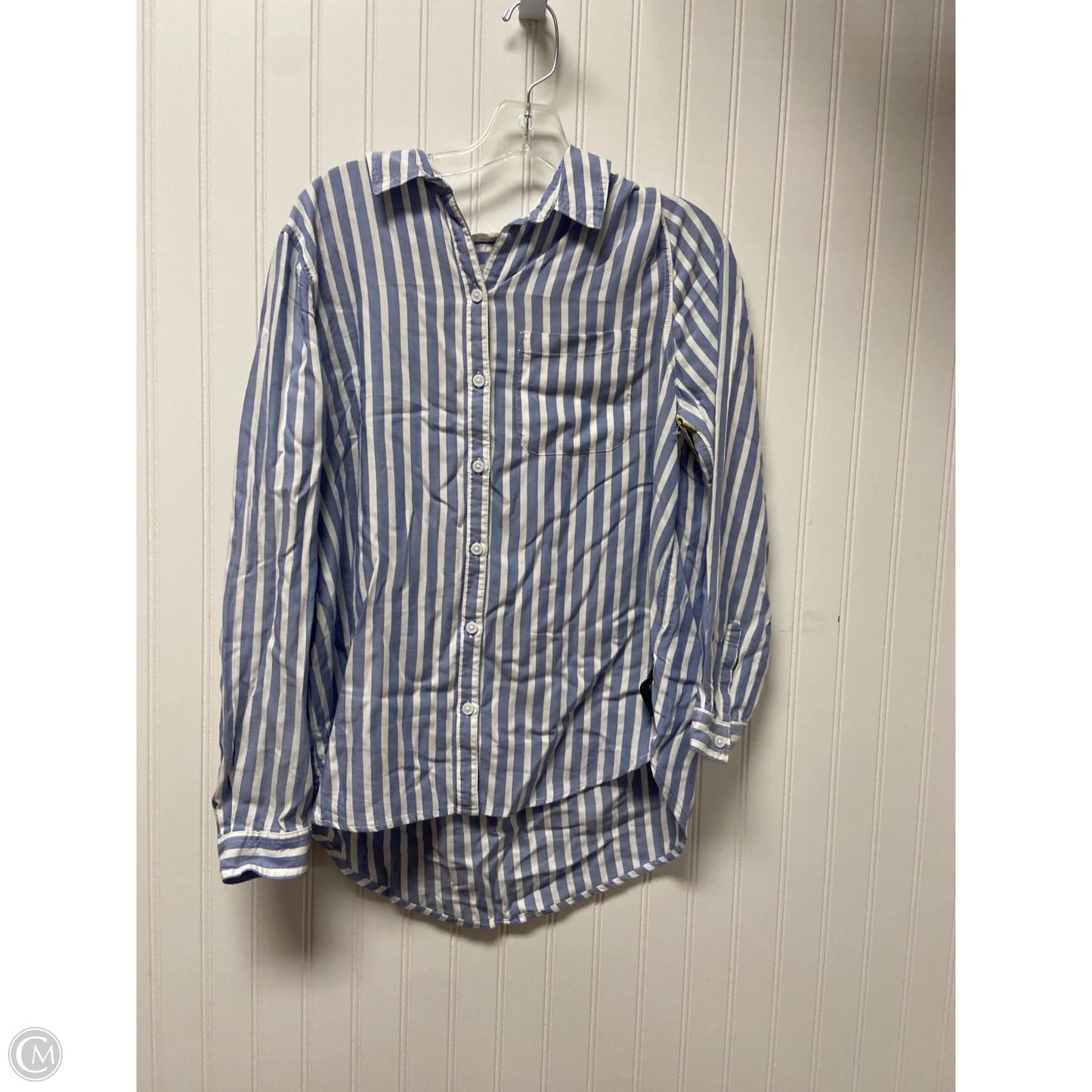 Top Long Sleeve By Beachlunchlounge In Blue & White, Size: L