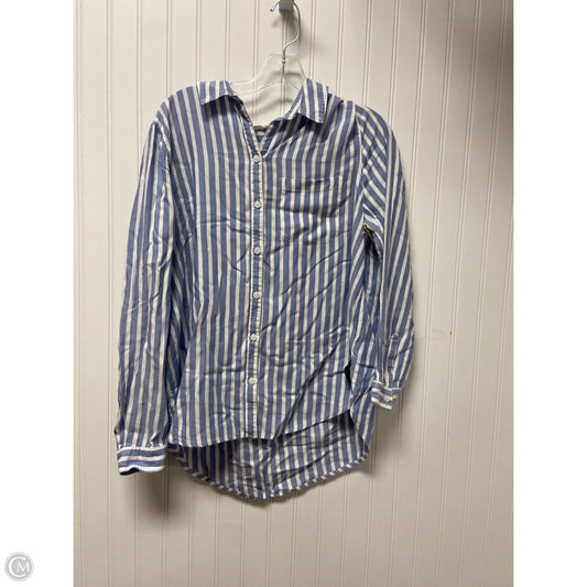 Top Long Sleeve By Beachlunchlounge In Blue & White, Size: L