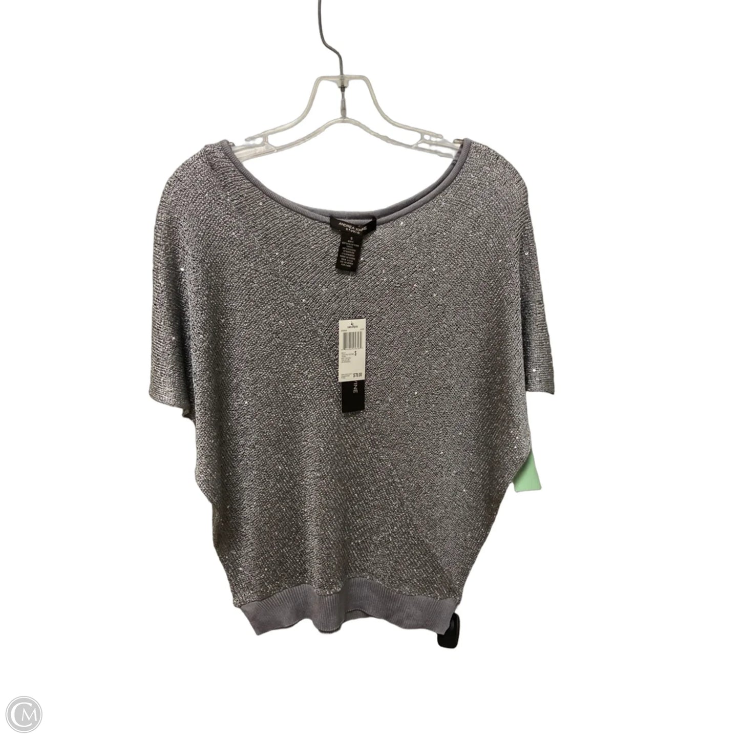 Top Short Sleeve By Andrea Jovine In Silver, Size: S