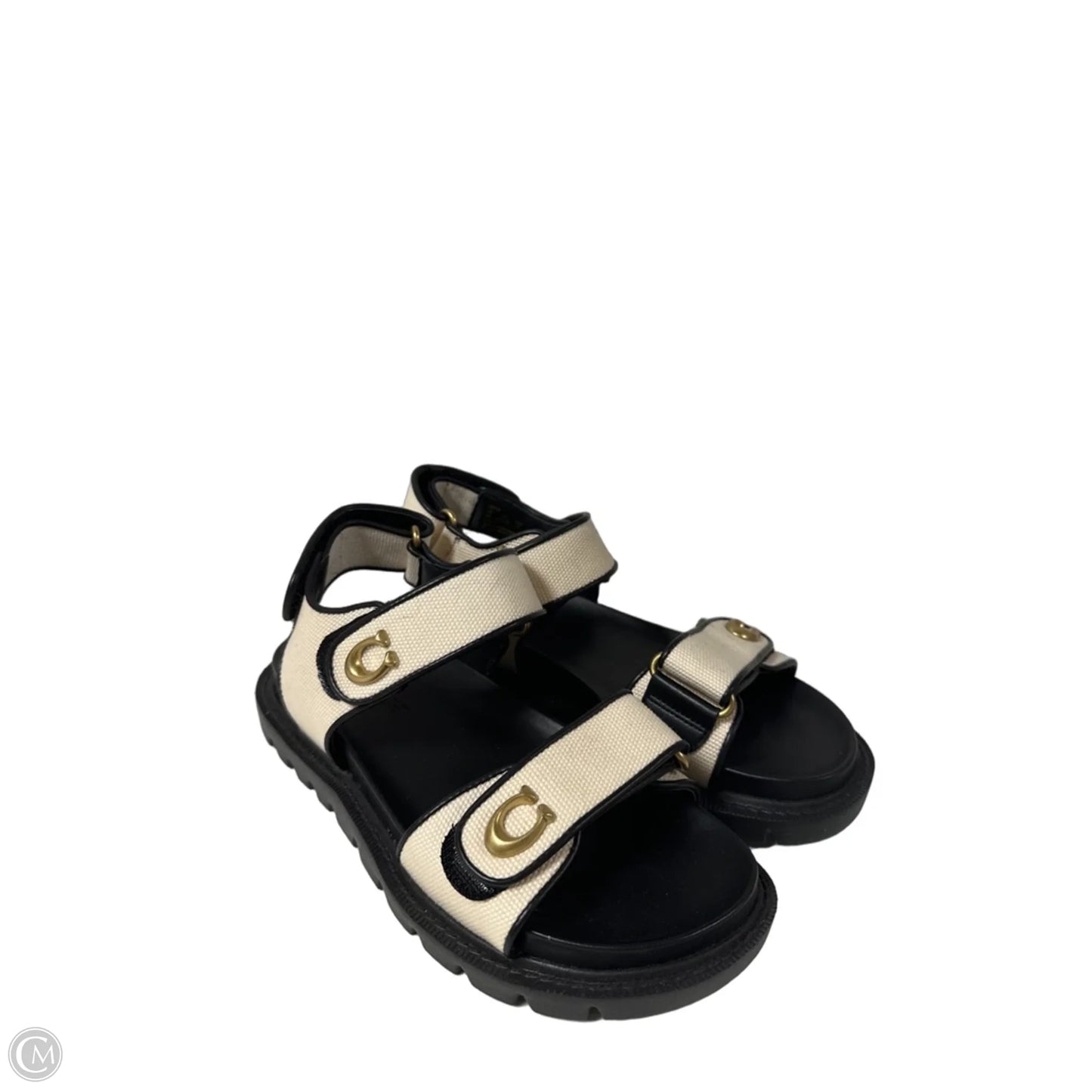 Sandals Designer By Coach In Black & Cream, Size: 6