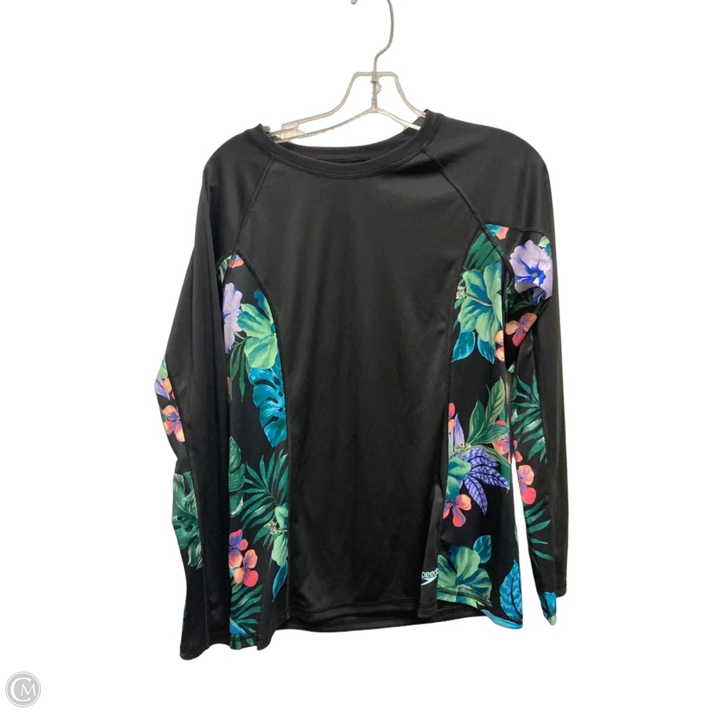 Athletic Top Long Sleeve Collar By Speedo In Black, Size: M