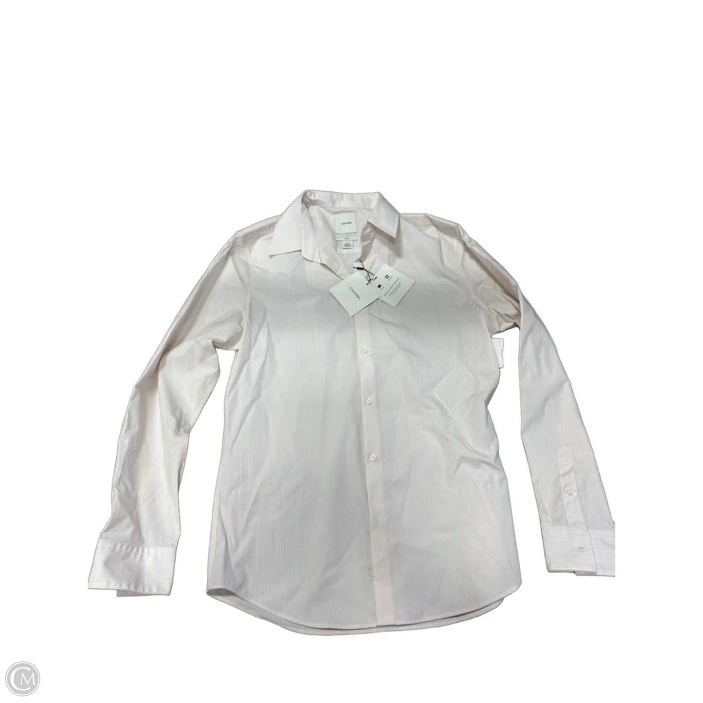 Top Long Sleeve By Calvin Klein In Pink & White, Size: M