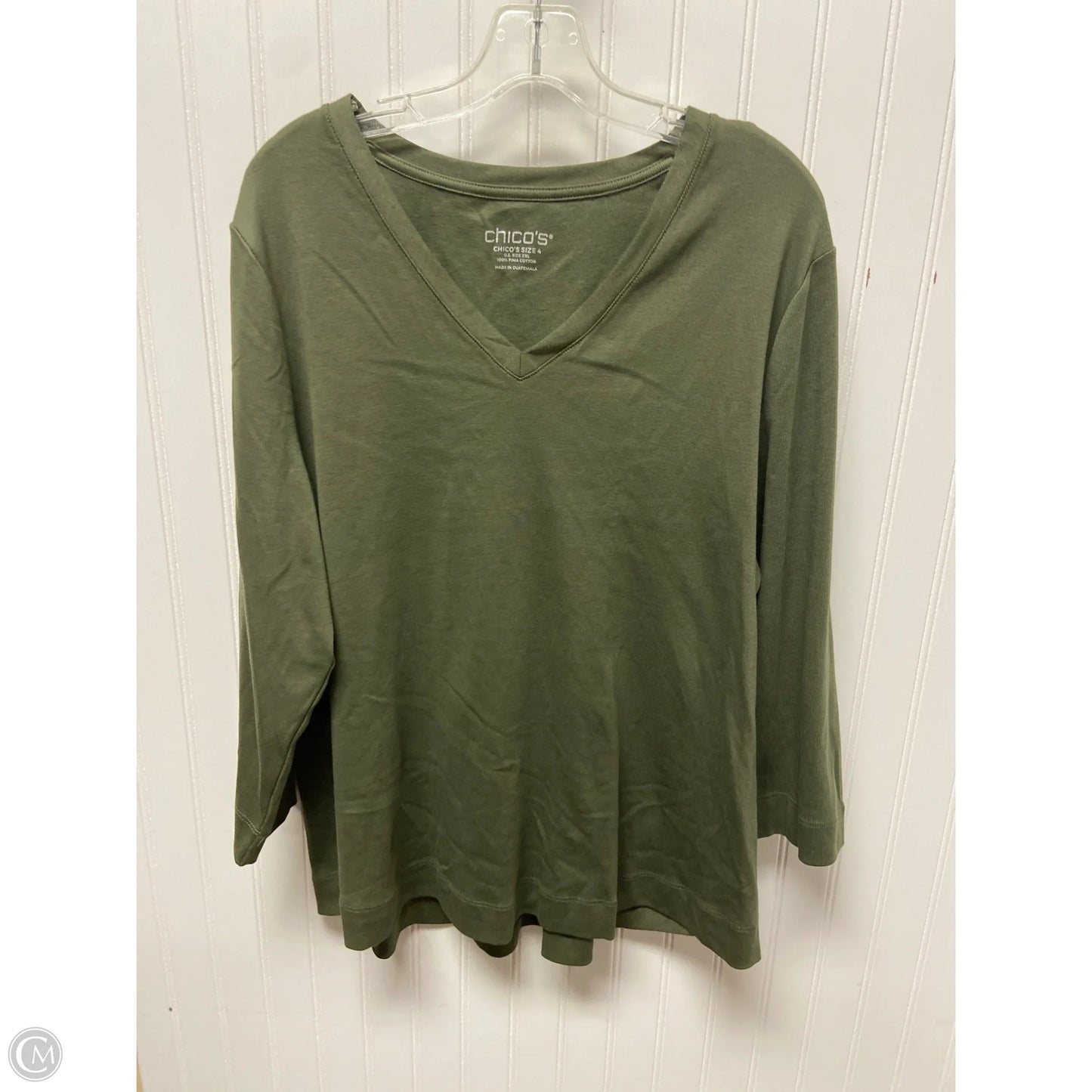 Top Long Sleeve Basic By Chicos In Green, Size: 1x